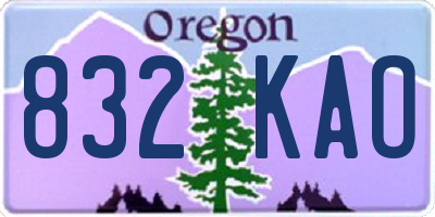 OR license plate 832KAO