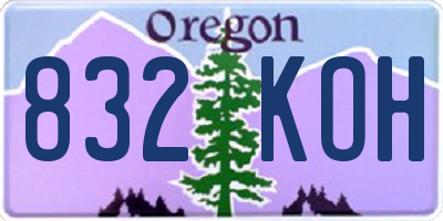 OR license plate 832KOH