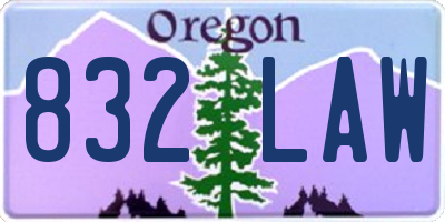 OR license plate 832LAW