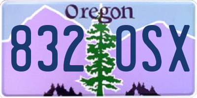 OR license plate 832OSX