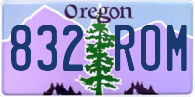 OR license plate 832ROM
