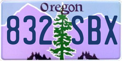 OR license plate 832SBX