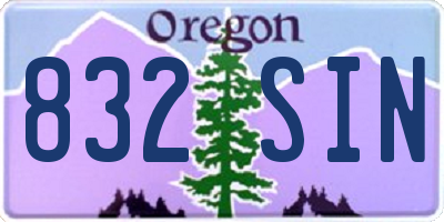 OR license plate 832SIN