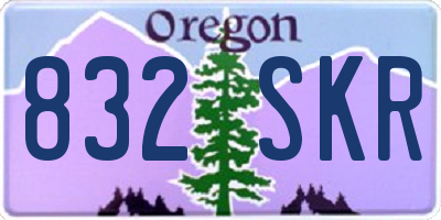 OR license plate 832SKR