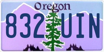 OR license plate 832UIN