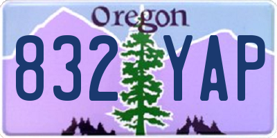 OR license plate 832YAP