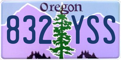 OR license plate 832YSS