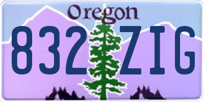 OR license plate 832ZIG
