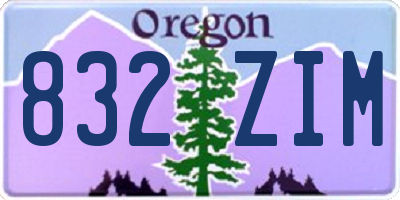 OR license plate 832ZIM