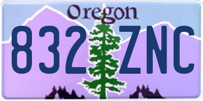 OR license plate 832ZNC