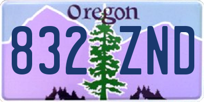 OR license plate 832ZND