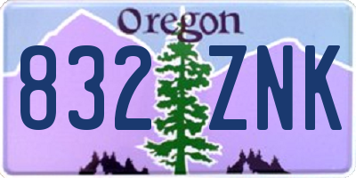 OR license plate 832ZNK