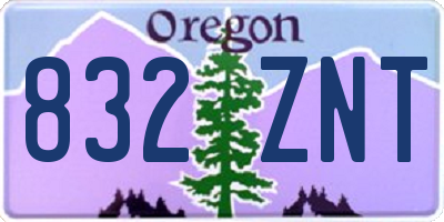 OR license plate 832ZNT