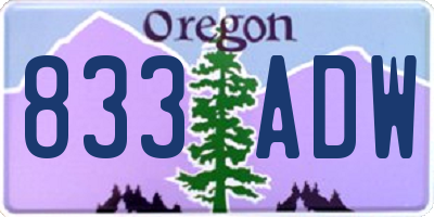 OR license plate 833ADW