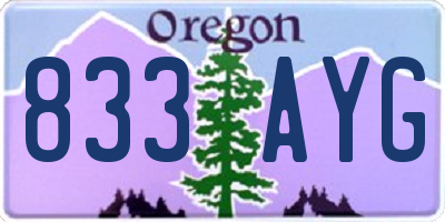 OR license plate 833AYG