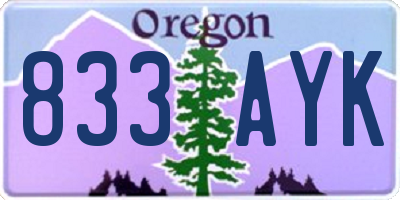 OR license plate 833AYK