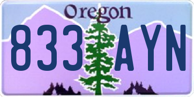 OR license plate 833AYN