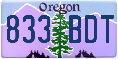 OR license plate 833BDT