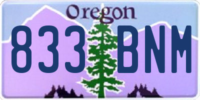 OR license plate 833BNM