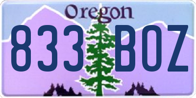 OR license plate 833BOZ