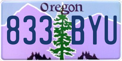 OR license plate 833BYU