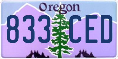 OR license plate 833CED
