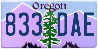OR license plate 833DAE