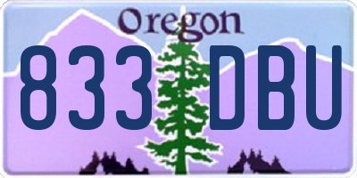 OR license plate 833DBU