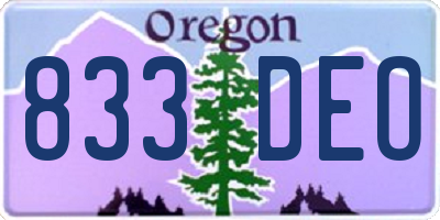 OR license plate 833DEO