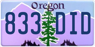 OR license plate 833DID