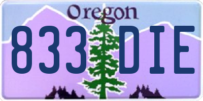 OR license plate 833DIE