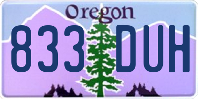 OR license plate 833DUH