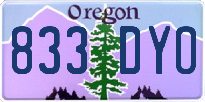 OR license plate 833DYO