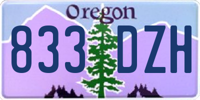 OR license plate 833DZH