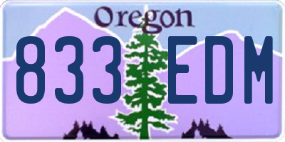 OR license plate 833EDM