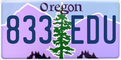 OR license plate 833EDU