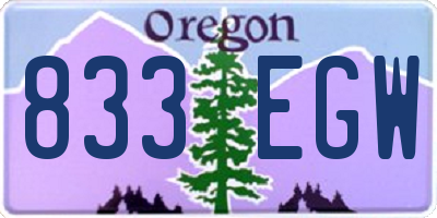 OR license plate 833EGW