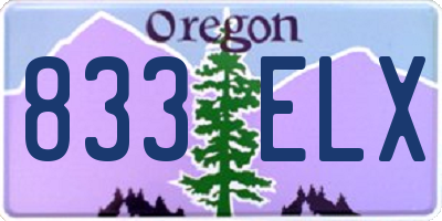 OR license plate 833ELX