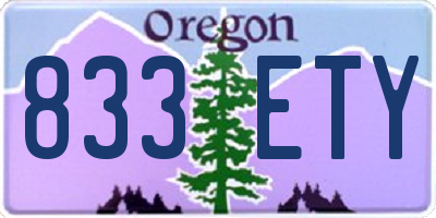 OR license plate 833ETY