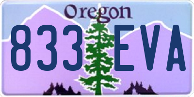 OR license plate 833EVA