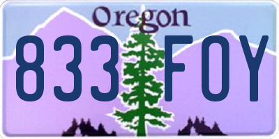 OR license plate 833FOY