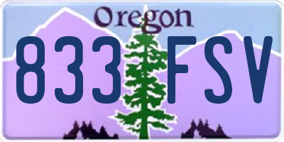 OR license plate 833FSV