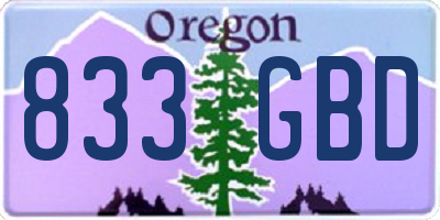OR license plate 833GBD