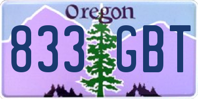 OR license plate 833GBT