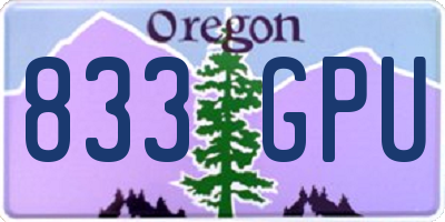 OR license plate 833GPU