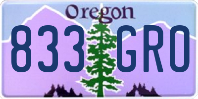OR license plate 833GRO