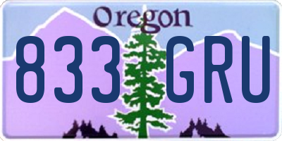 OR license plate 833GRU