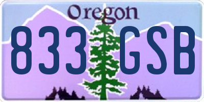 OR license plate 833GSB