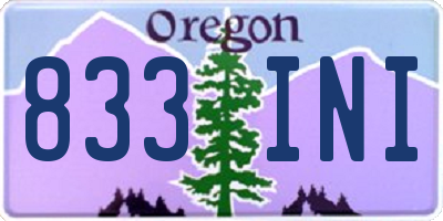 OR license plate 833INI