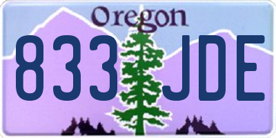 OR license plate 833JDE